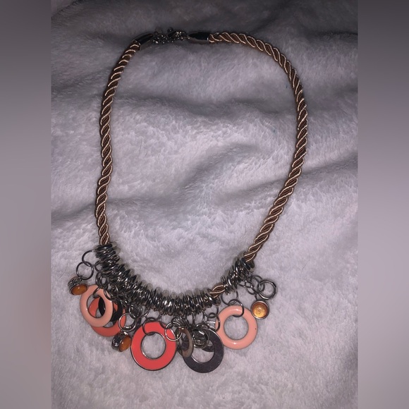 Source Unknown Jewelry - Coral and Silver Charm Necklace